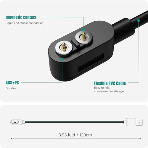 Tusita Magnetic Charger Cable Compatible With Ledlenser P&H Models Flashlight- 1.2M / 4Ft.