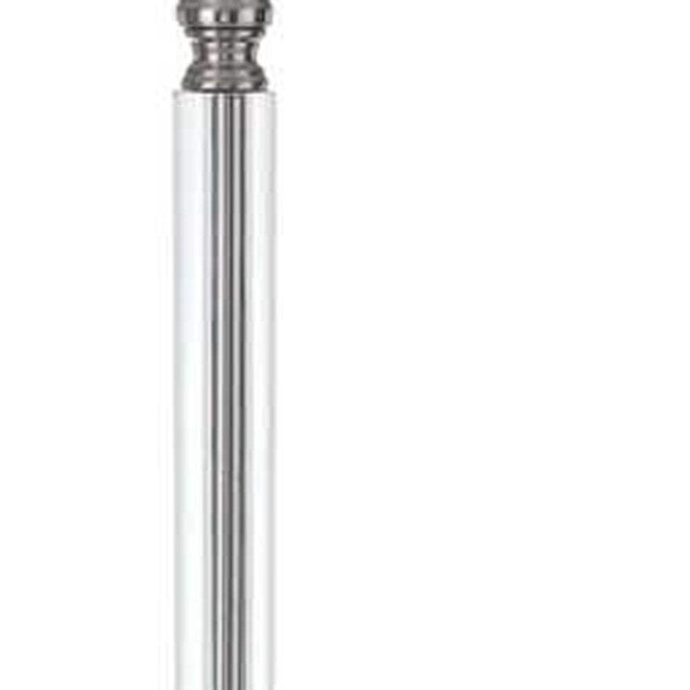 HomeRoots Traditional Floor Lamp, 60 in., Metal Construction, White Square Shade, Nickel Finish