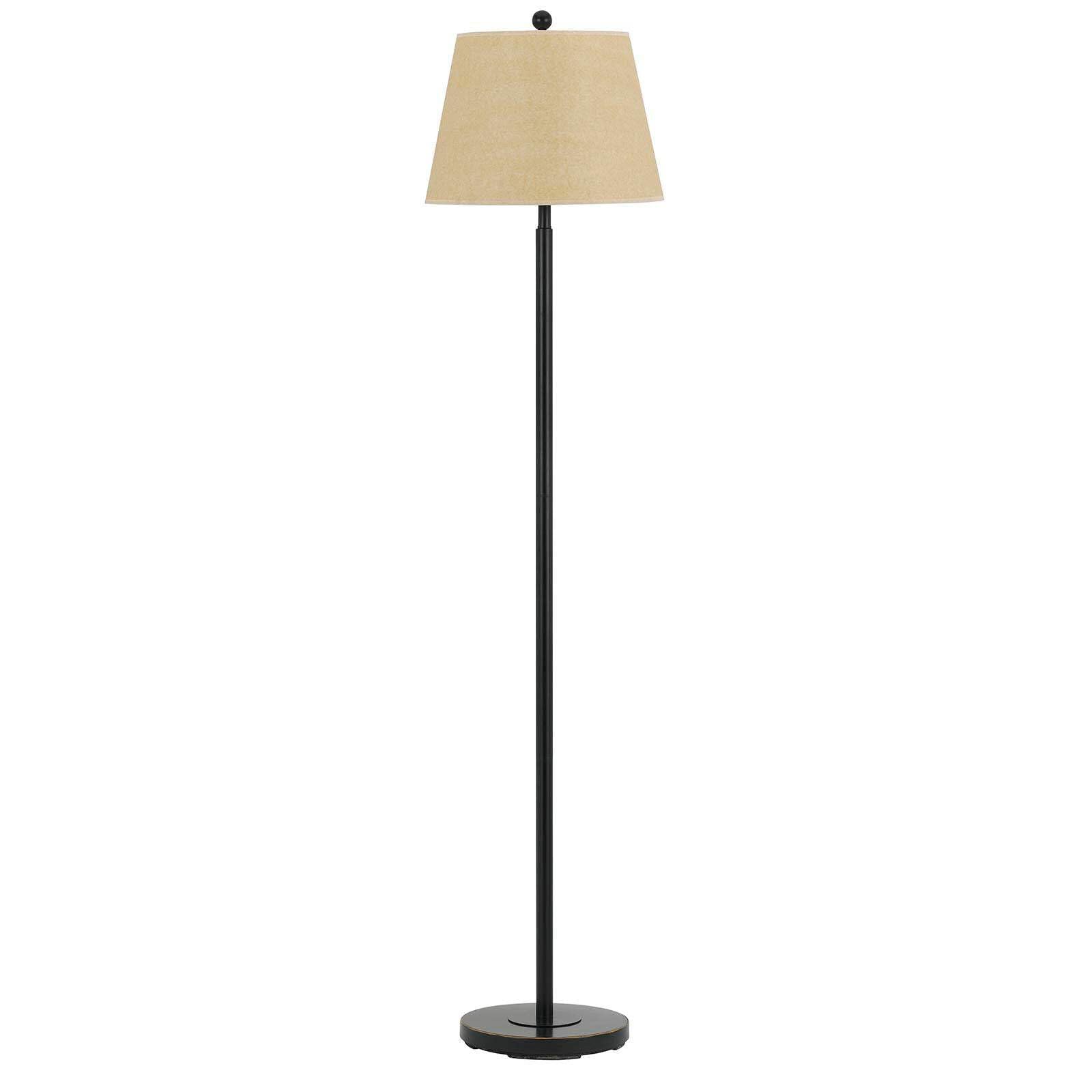HomeRoots Bronze Traditional Floor Lamp, 60 in., Metal, Tan Square Shade