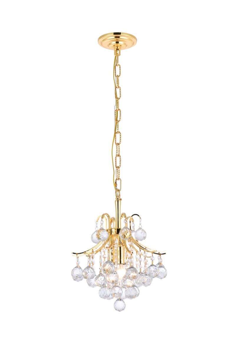 Elegant Lighting Toureg - Three Light Pendant-Gold Finish-Royal Cut Crystal Type -Traditional Installation
