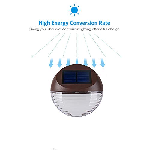 kinna Solar Deck Lights, 4 Pack LED Waterproof Step Lights, Dark Brown, Model PD-29578, for Railing, Stairs, Fence, Yard