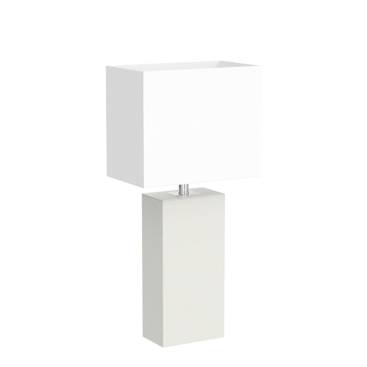 Elegant Designs Lc2000-Wht-2Pk 2 Pack Modern Leather Table Lamps With White Fabric Shades, White