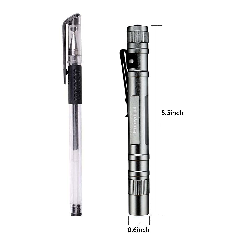 enjoydeal 5PCS LED Pen Flashlights 1000LM Ultra Slim Aluminum Silver ED0015-5S7-FBA