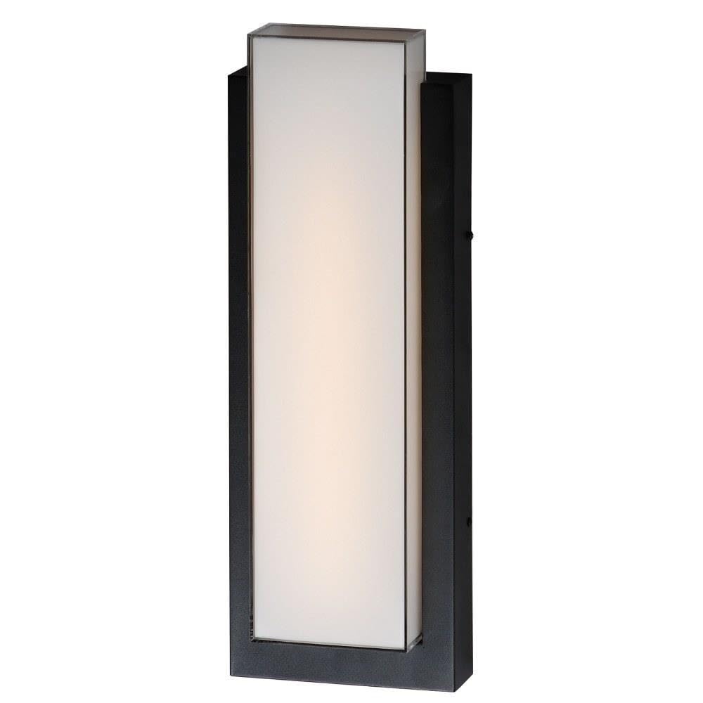 ET2 Lighting Tower 1-Light Outdoor Wall Sconce | Black Finish | Aluminum & White Glass | Architectural Exterior Wall Lantern for