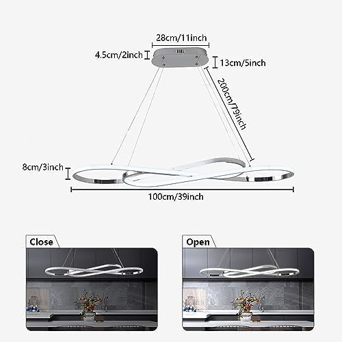 Led Pendant Lights For Kitchen Island,Modern Led Pendant Light Dining Room Chandelier Light Fixture, Dimmable Modern Led Chandelier,Adjustable Height Music Note Shape Modern Led Ceiling Light Fixture
