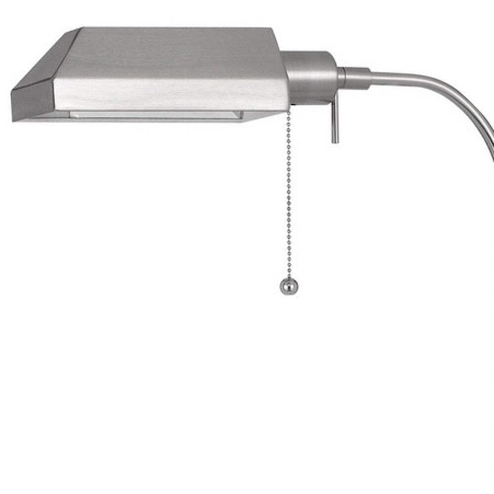 HomeRoots Adjustable Floor Lamp, Traditional Design, Metal Construction, 57 in., Nickel Square Shade