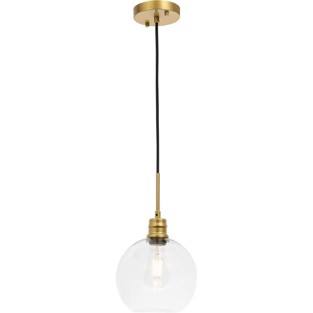 Living District Indoor Modern Home Decorative Bright Ceiling Emett 1 Light Brass and Clear Glass Pendant