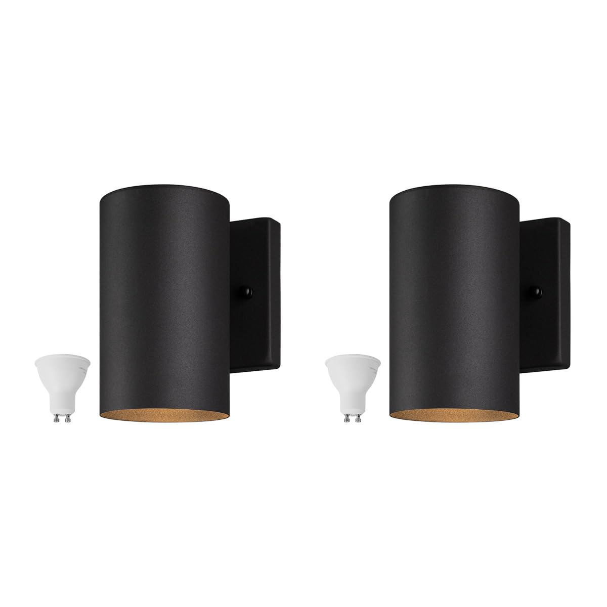 mirrea 7'' Modern Outdoor Porch Wall Light with 5W LED GU10 Replaceable Bulbs in Matte Black Aluminum Cylinder Downlight Outside