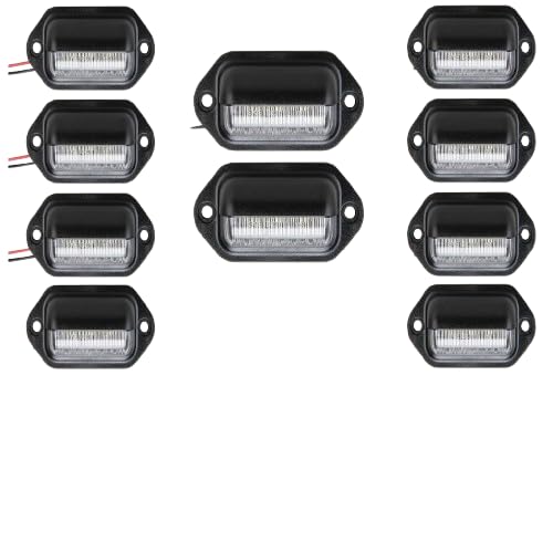 All Star truck Parts Trailer 6 LED License Plate Lights DOT FMVSS 108 SAE 10x Black-Finish Surface Mount Waterproof 12V DC Court