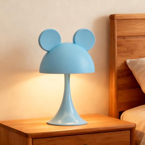 MARZIUS Rechargeable Mouse-Shaped LED Bedside Lamp - Kids Room Night Light with Touch Dimming & 3 Color Temperatures (Blue)