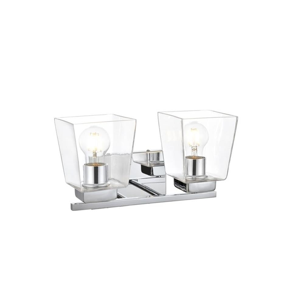 Living District Merrick 2-Light Iron & Glass Bath Sconce in Chrome/Clear