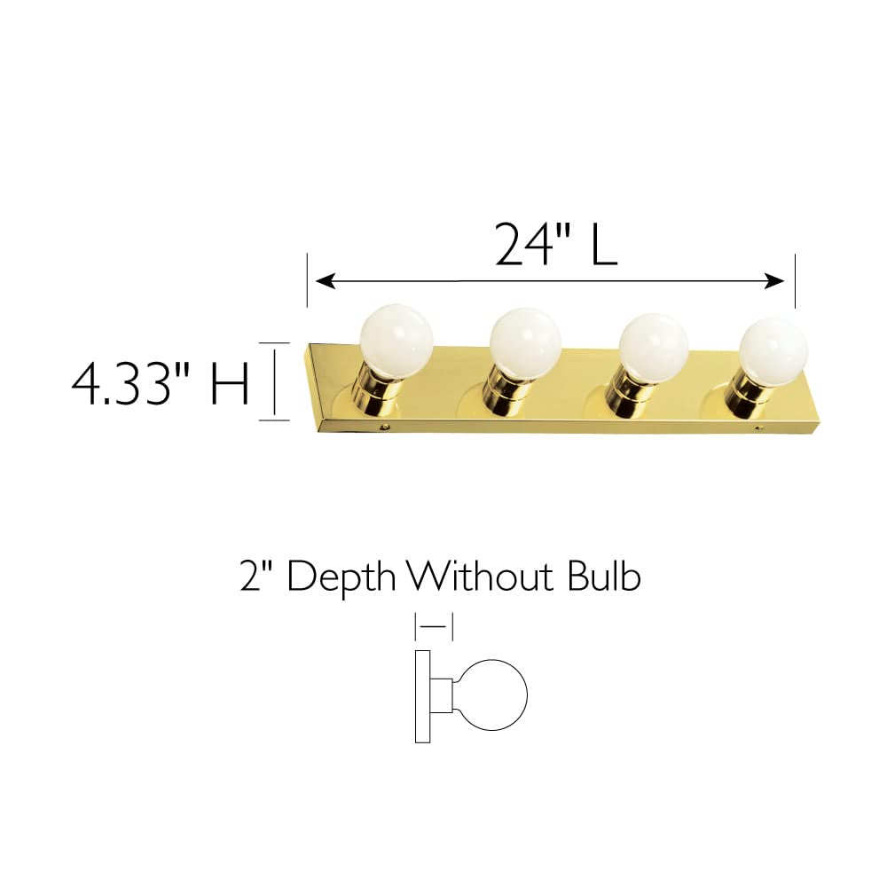 Design House 500868 Strip Light Contemporary Dimmable For Bathroom, Bedroom, Makeup Vanity, 4, Polished Brass