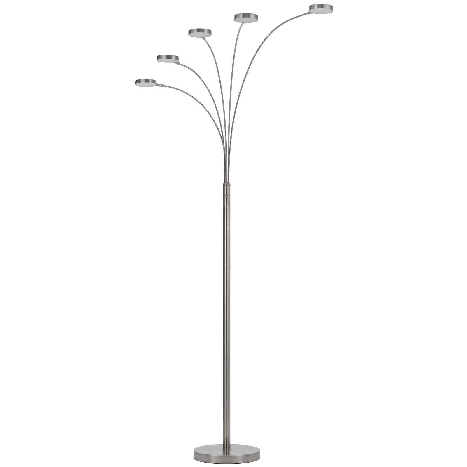 HomeRoots LED Arc Floor Lamp, 82 in., Five Light, Metal, White