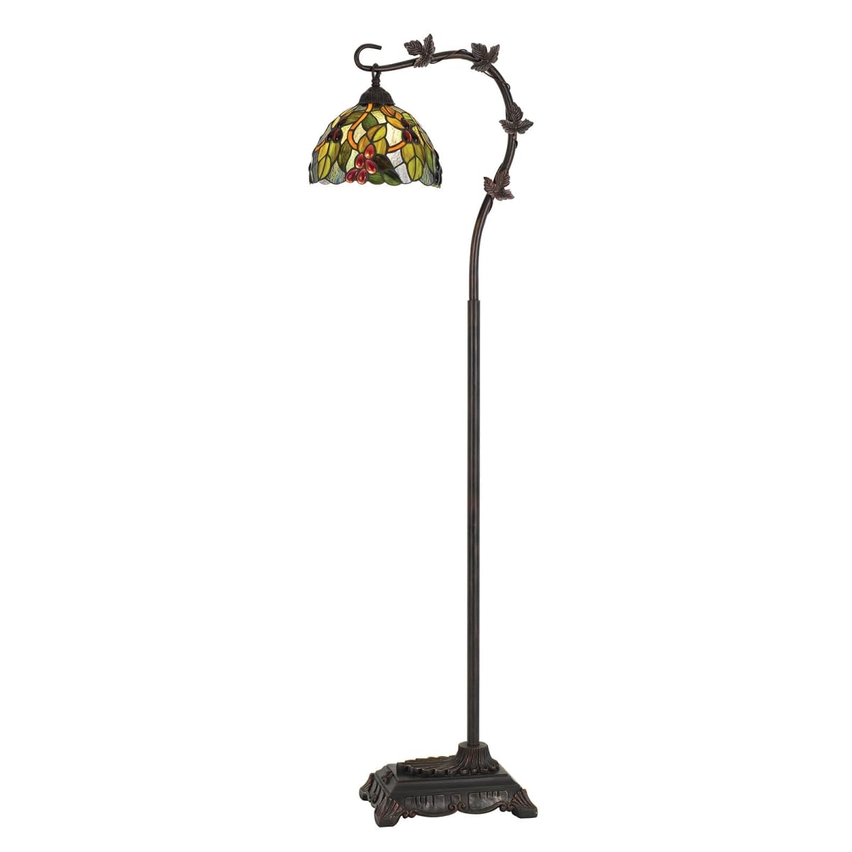 HomeRoots Bronze Traditional Floor Lamp with Green Yellow Dome Shade, 61 in. Height