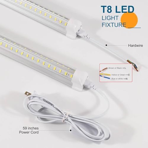 Aqiquut 3Ft Lights 36W 6500K 5000Lm Daylight Foot Led Shop Lights 110V Linkable Clear Cover Integrated V-Shape For Shop Garage Warehouse Workshop Commercial Bay Lighting(2-Pack)