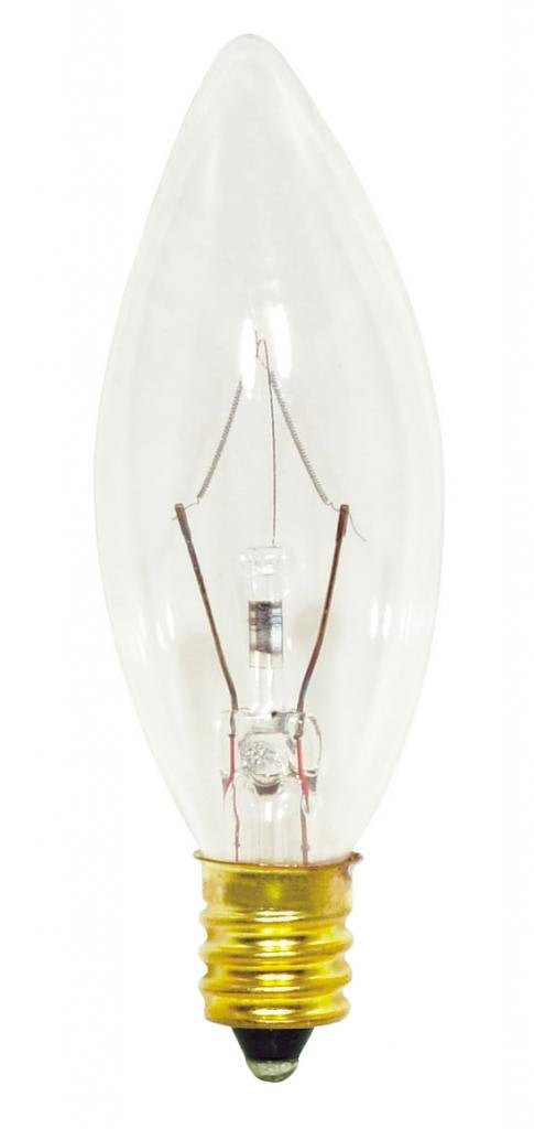 (Pack Of 25) 25 Watt Clear Candelabra Base (E12) Torpedo Tip 130V Petite Chandelier Bulbs