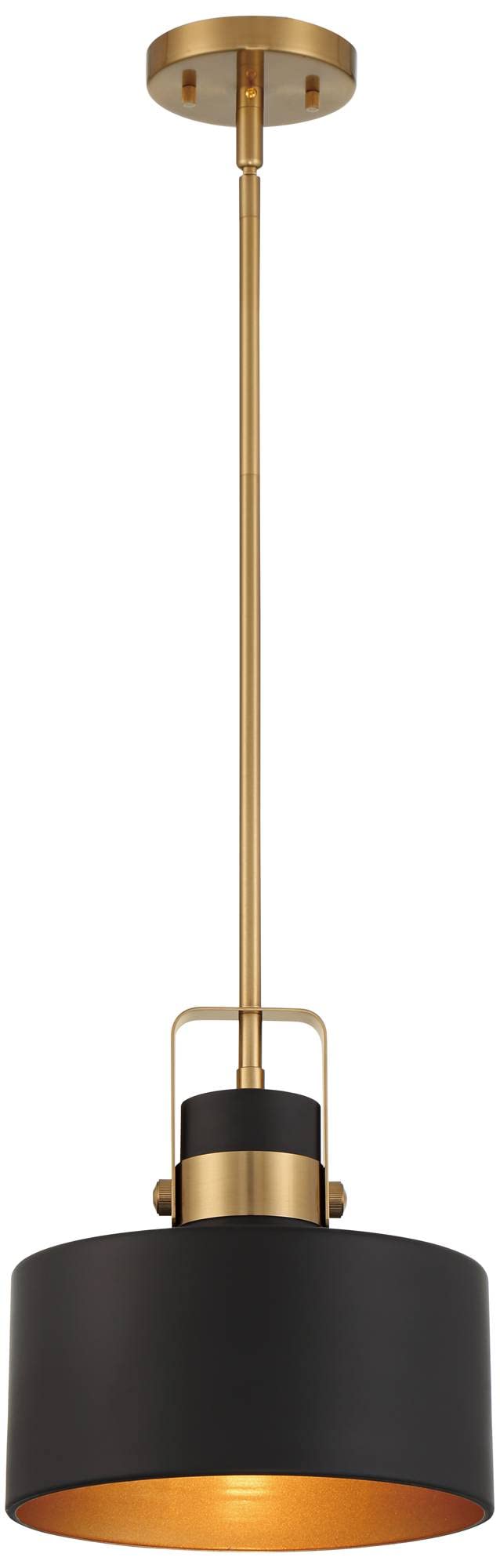 Possini Euro Design Courtney Soft Gold Mini Pendant Lighting 10&quot; Wide Modern Matte Black Outer Gold Inner Drum Shade Fixture For Dining Room Home Foyer Kitchen Entryway Bedroom Living High Ceilings