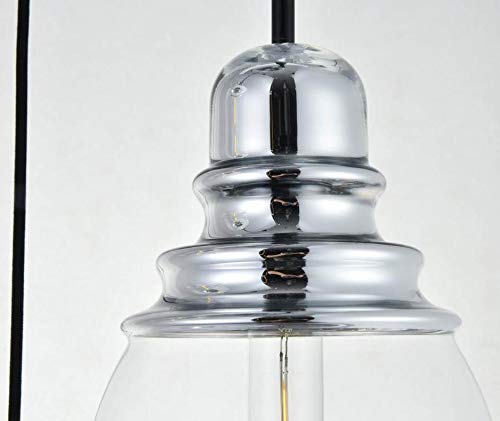 Elegant Lighting Kenna Chrome Pendant Light, 3 Lights With Clear Glass Shade