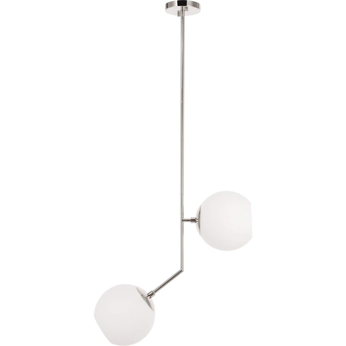 Living District Chrome 2-Light Pendant Light With Frosted White Glass Shade