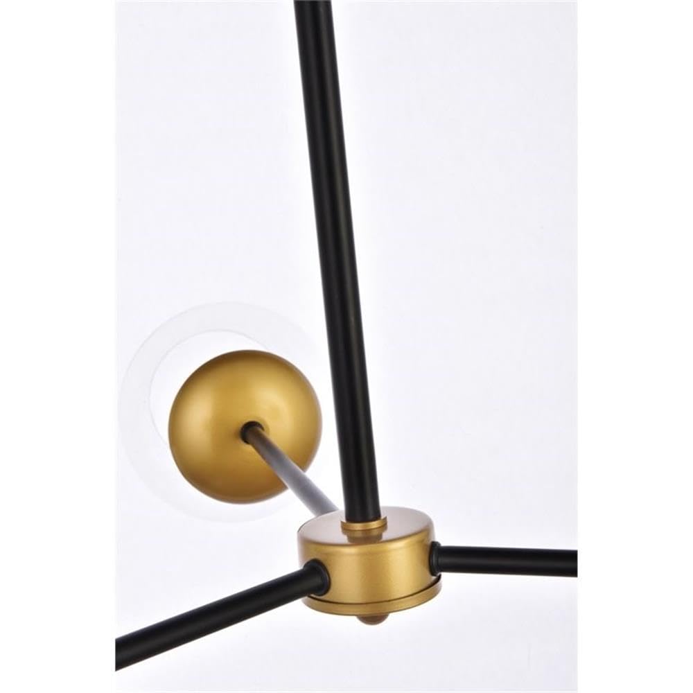 Living District Briggs 3-Light Metal Pendant w/Clear Shade in Black and Brass