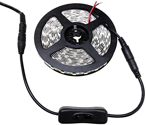 Tronicspros 2Pcs Led Strip Light Inline On/Off Switch Cable Dc Jack (5.5X2.1Mm) Male To Female Connector, Dc Jack Switch, Led Tape Connector, 12V Inline Rocker Switch Dc Power Adapter Connector