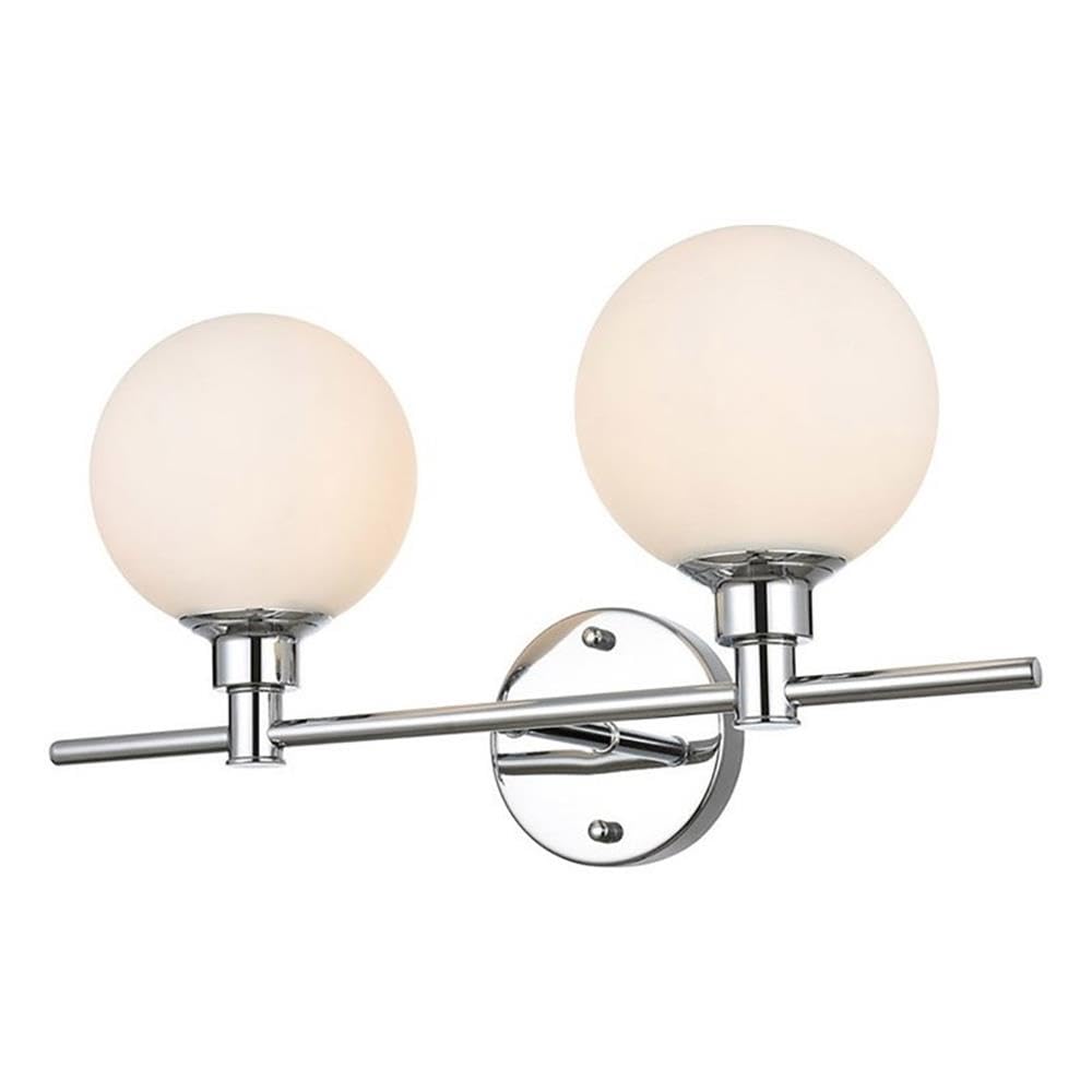 Living District Cordelia 2-Light Iron/Glass Bath Sconce in Chrome/Frosted White