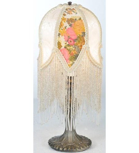 Meyda Tiffany-1534;H Fabric & Fringe Victorian Tulip Accent Lamp-109198