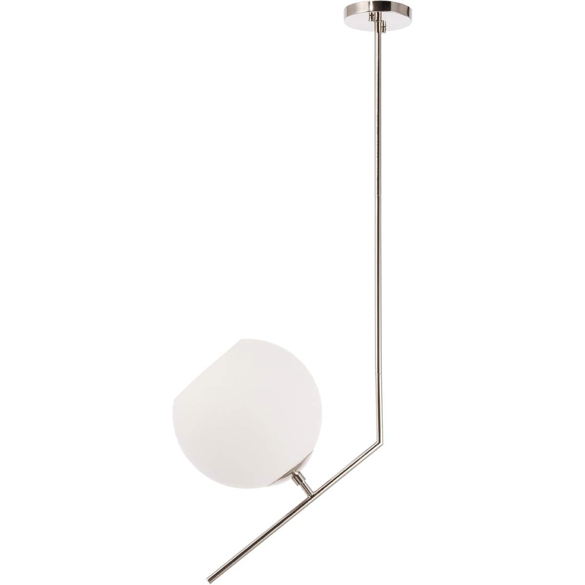 Living District Modern Chrome Pendant Light With Frosted White Glass, 1 Light, 16.2&quot;L