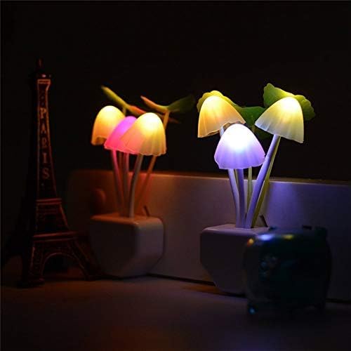 ZEZHOU Mushroom Night Light - 2 Pack Color Changing LED Plug-in Bed Lamp for Kids & Adults, Silicone, Model Z-MNL