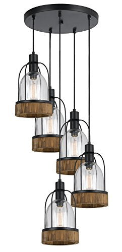 Cal Lighting Fx-3584-5 Restoration Five Light Pendant From Beacon Collection In Bronze/Dark Finish, 20.00 Inches