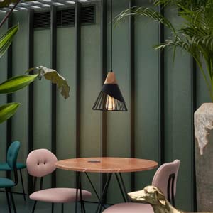 Mxsaoud Modern Black Pendant Light - Adjustable Wood Fixture for Kitchen, Dining, Living Room, Hallway, Bar - Model MX-CAOMAO-FBA-US