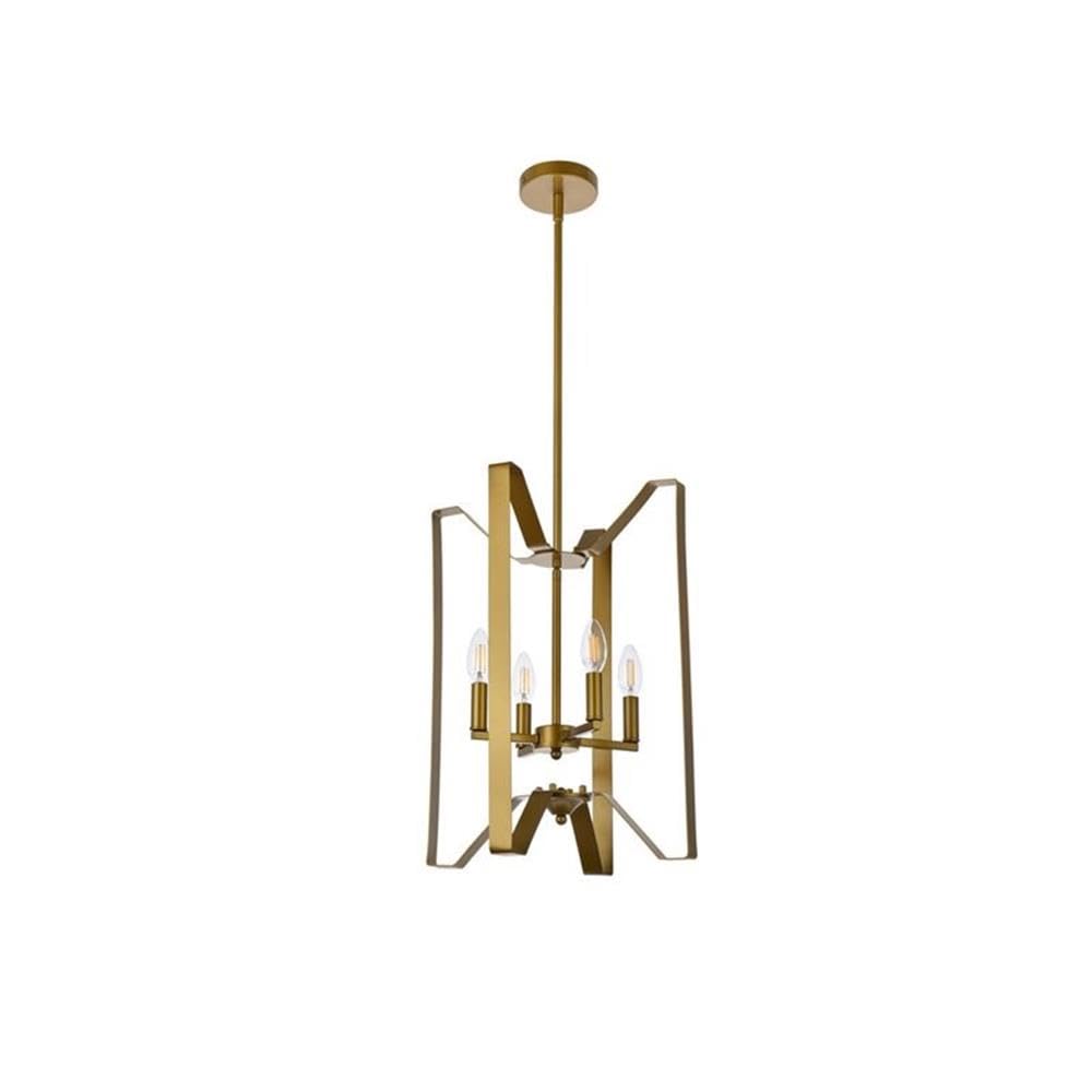 Living District Hoffman 4 Lights Pendant in Brass