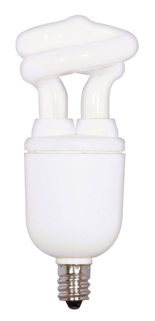 Satco S7266 5-Watt Candelabra Base T2 Mini Spiral, 5000K, 120V, Equivalent To 30-Watt Incandescent Lamp For Enclosed Fixtures