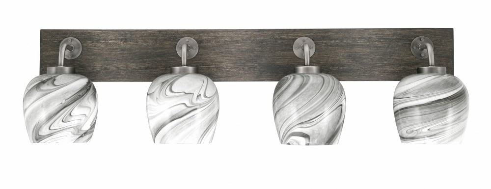 Toltec Lighting 1774-Gpdw-4819 Oxbridge - 4 Light Bath Bar-9.75 Inches Tall And 36.5 Inches Length, Finish Color: Graphite/Painted Distressed Wood-Look Metal, Glass Color: Onyx Swirl