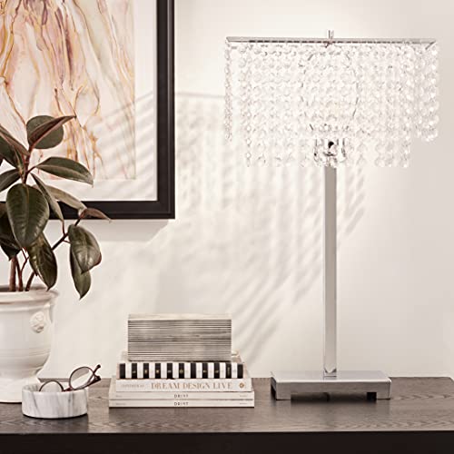 ORE International 732 Table Lamp, Crystal, Metal, 28in x 9.5in x 15.5in
