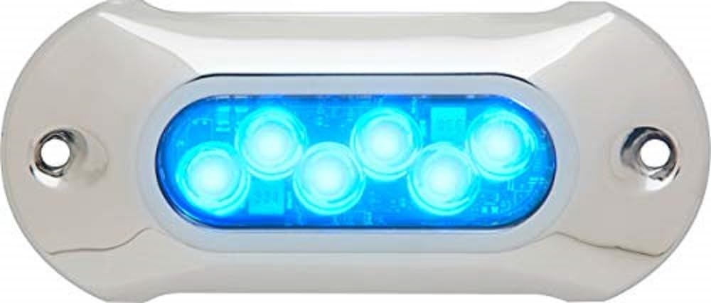 Attwood 66Uw06B-7 Lightarmor Ultra-Bright Underwater Light, Sapphire Blue, 6-Led Hpx 2,750 Lumen