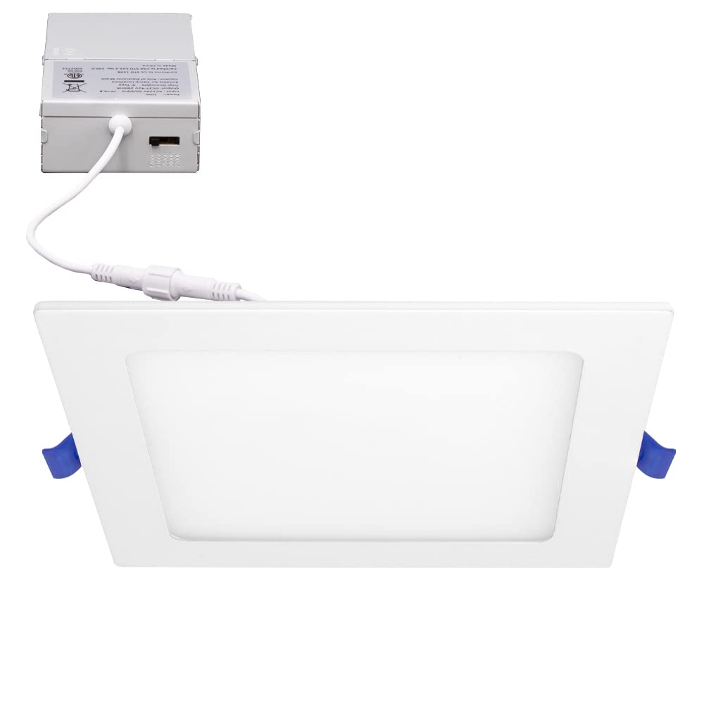 Maxxima 6 In. Slim Led Downlight - Canless Square 5 Cct Ultra-Thin Recessed, 1000 Lumens, Color Selectable 2700K-5000K (2700K/30