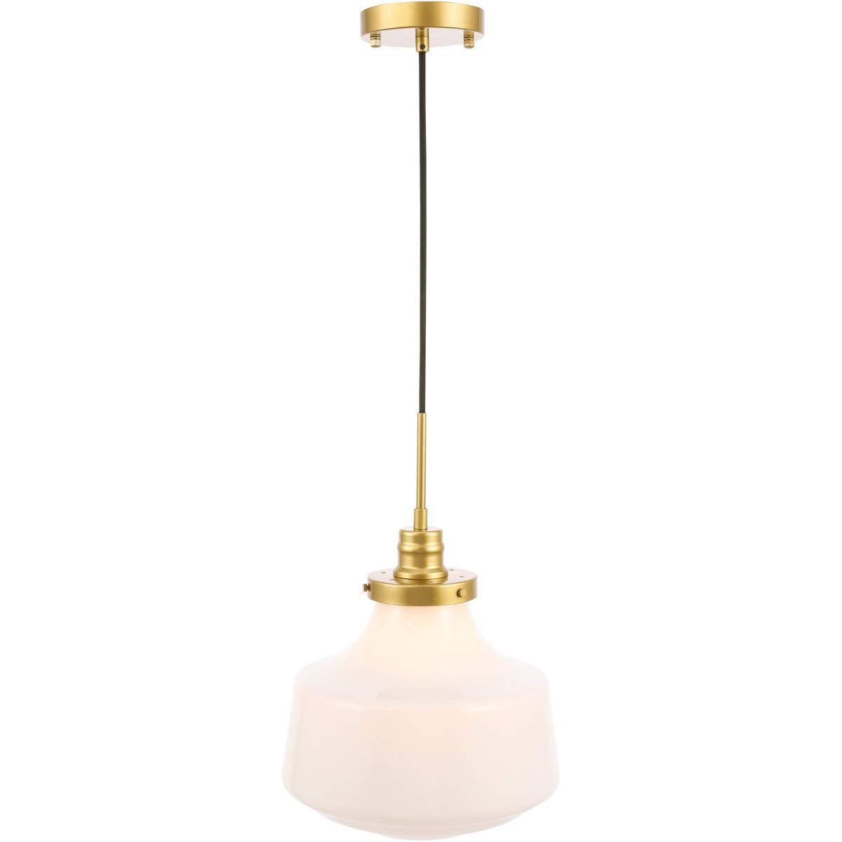 Living District Lyle 1-Light Metal Pendant in Brass and Frosted White Glass