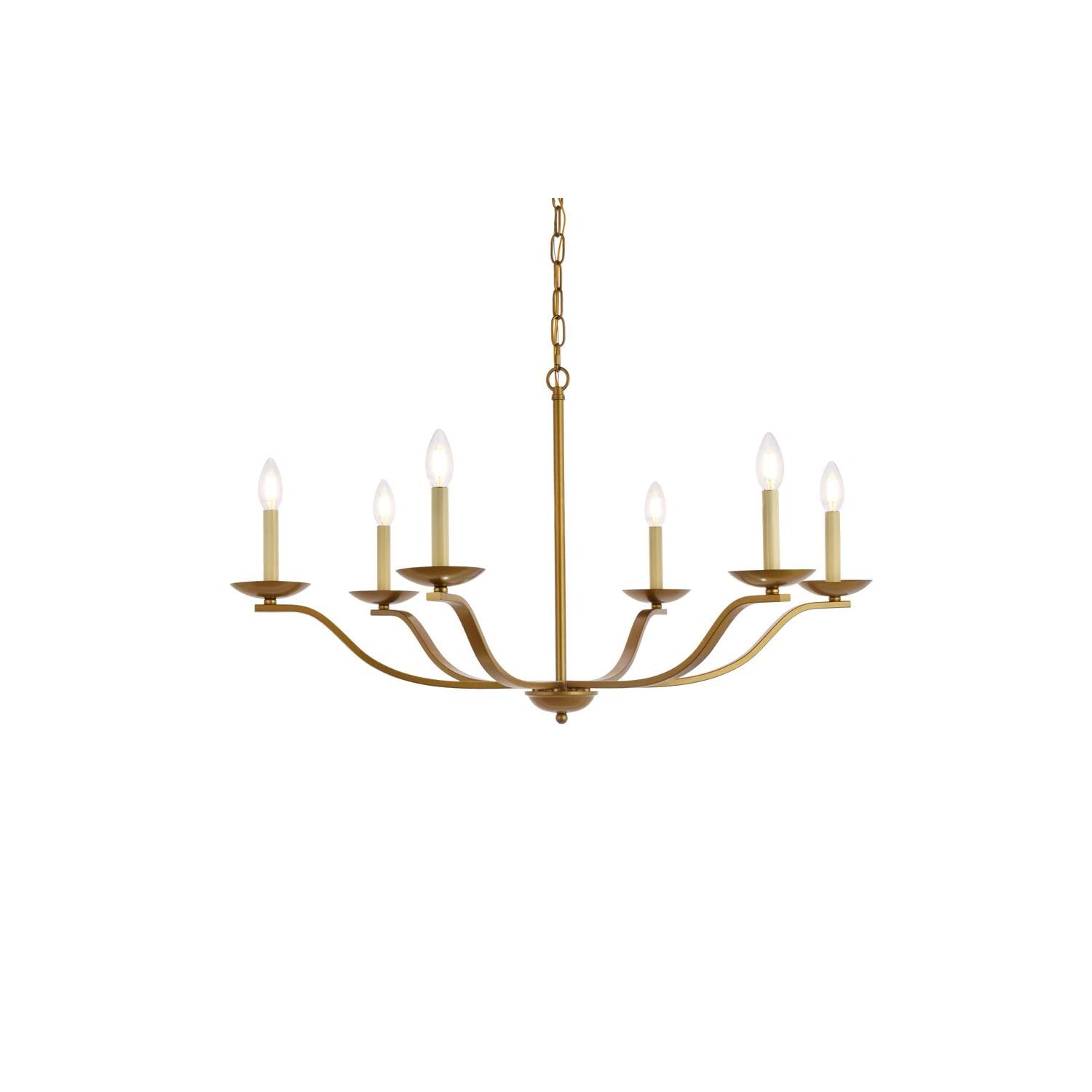 Living District Trey 6-Light Mid-Century Metal Pendant in Brass