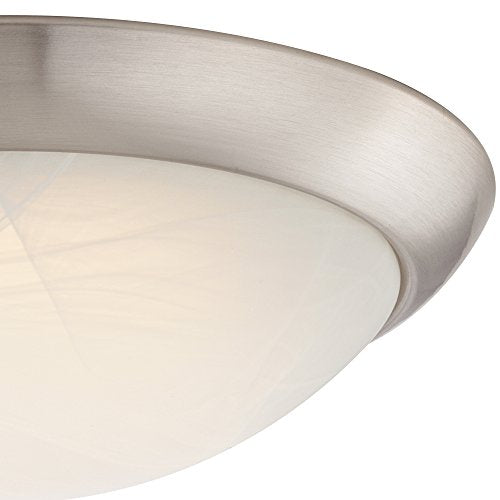 Westinghouse 6308800 LED Flush Mount Ceiling Light, 11in x 11in x 3.46in, Brushed Nickel Finish, White Alabaster Glass