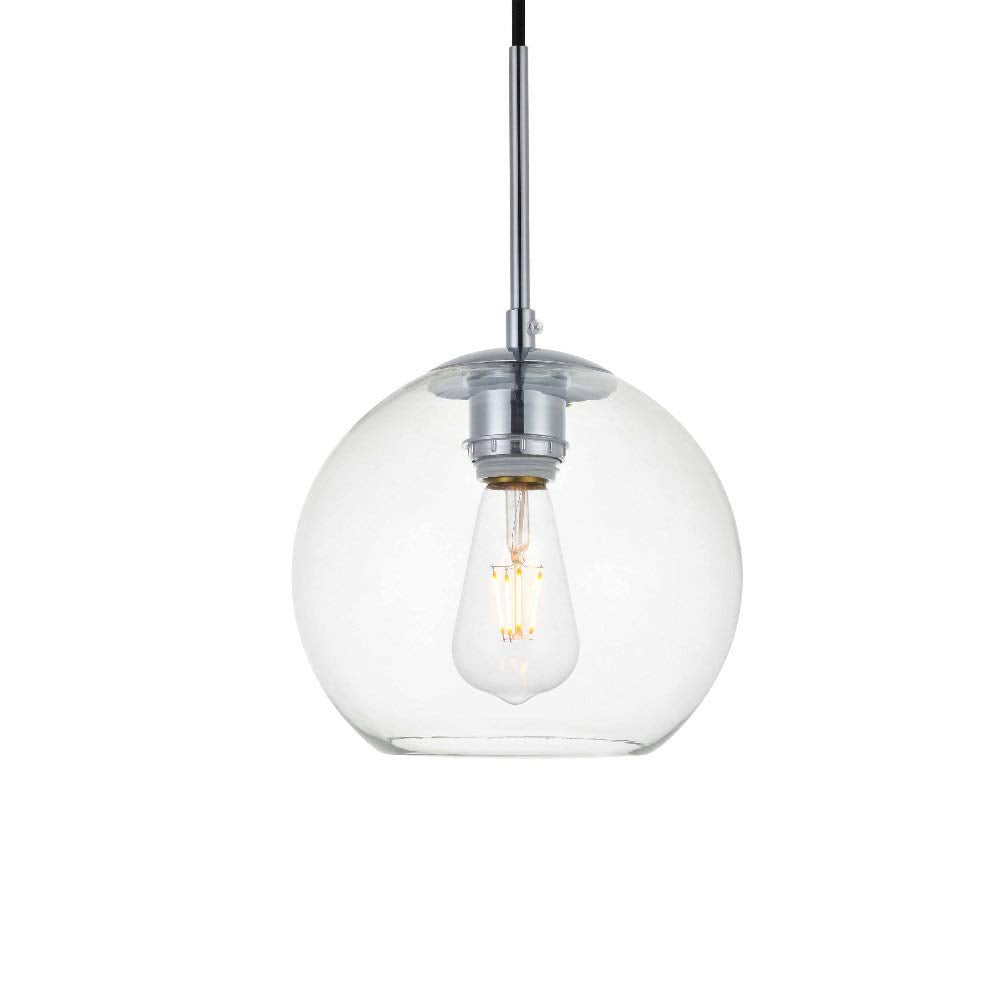 Living District Indoor Modern Home Decorative Bright Ceiling Baxter 1 Light Chrome Pendant with Clear Glass