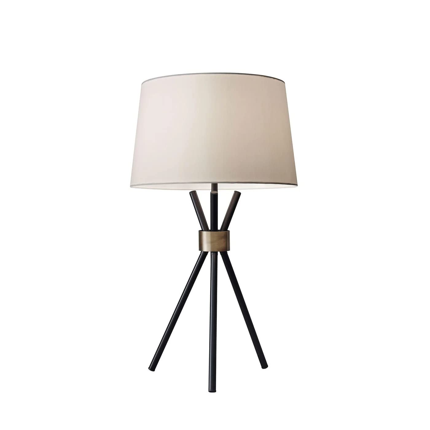 Adesso 3834-01 Table Lamp, 25.5in Black with Antique Brass Accent, Smart Outlet Compatible, Wood Material