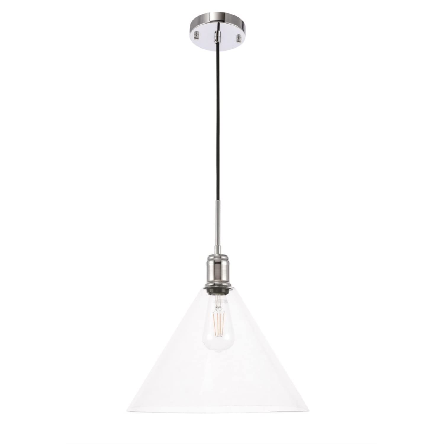 Living District Hugh 1 Light Chrome And Clear Glass Pendant