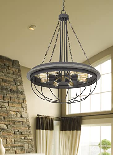Cal Lighting Fx-3748-8 Transitional Eight Light Chandelier From Nixa Collection In Gray Finish,