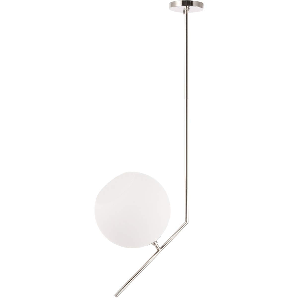 Living District Modern Chrome Pendant Light With Frosted White Glass, 1 Light, 16.2&quot;L