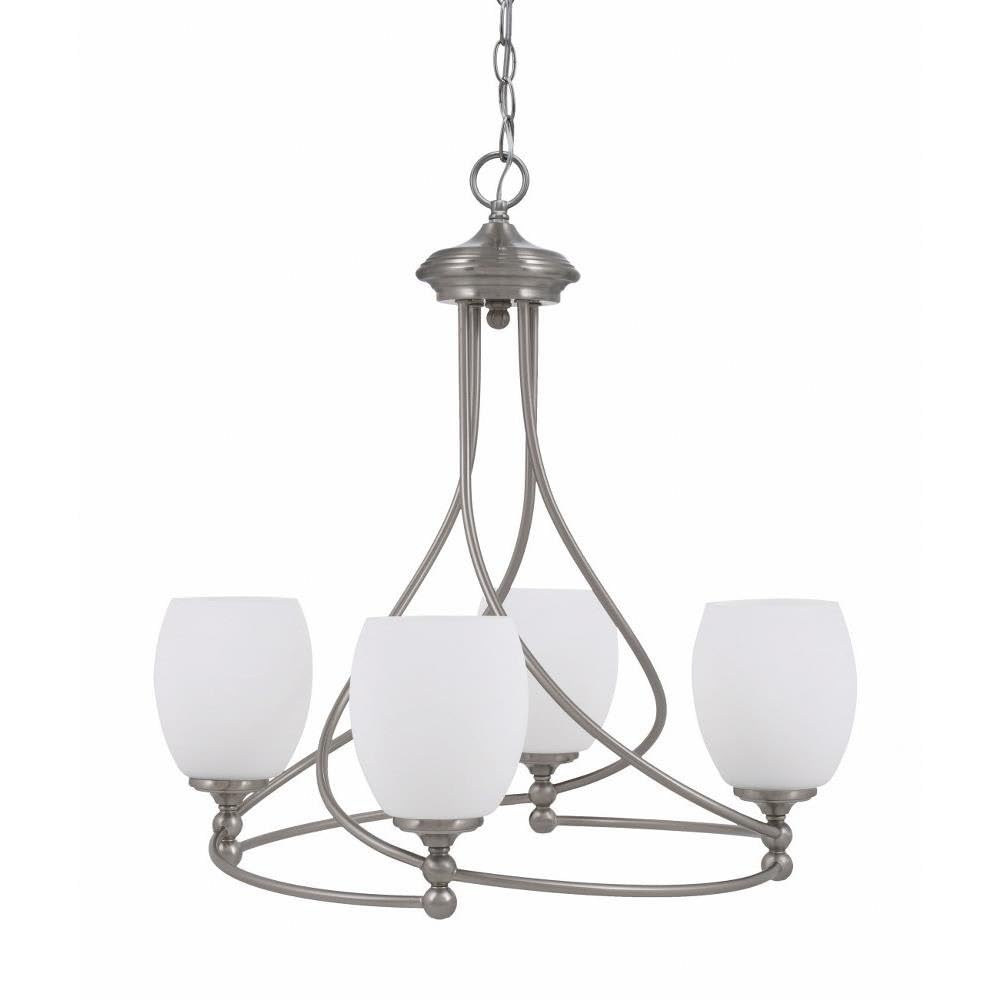 Toltec Lighting 904-BN-615 Capri 4 Light Chandelier with White Linen Glass, 5, Brushed Nickel