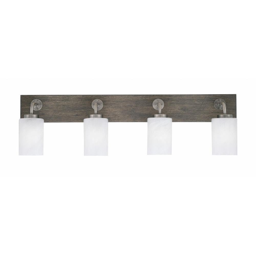 Toltec Lighting 1774-Gpdw-3001 Oxbridge - 4 Light Bath Bar-10 Inches Tall And 36 Inches Length, Finish Color: Graphite/Painted Distressed Wood-Look Metal, Glass Color: White Marble