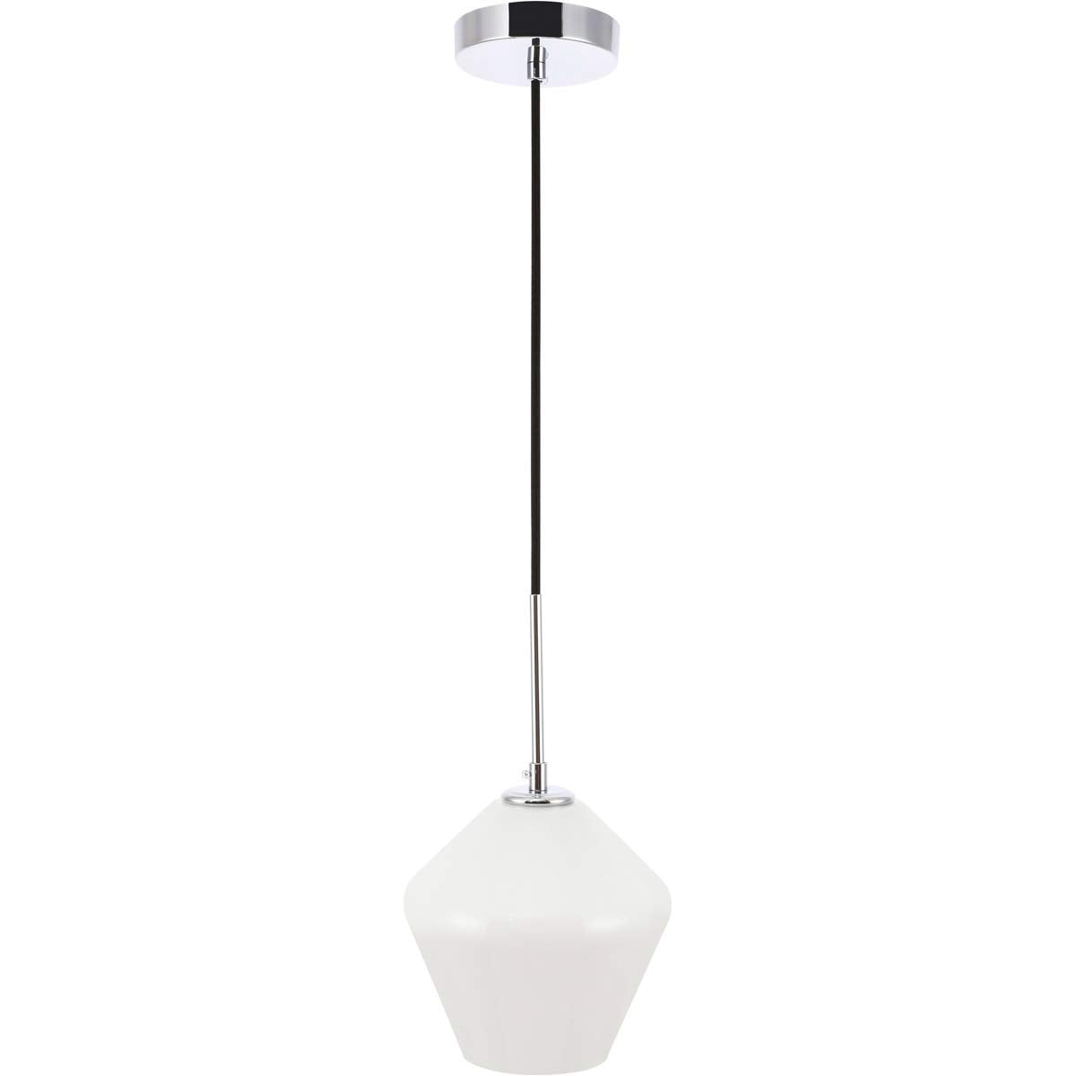 Living District Chrome Pendant Light With Frosted White Glass Shade, 1 Light Fixture