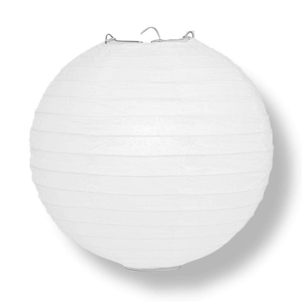 Quasimoon 20-Inch White Round Paper Lantern - Decorative Even Ribbing for Weddings, Parties, Home Accent