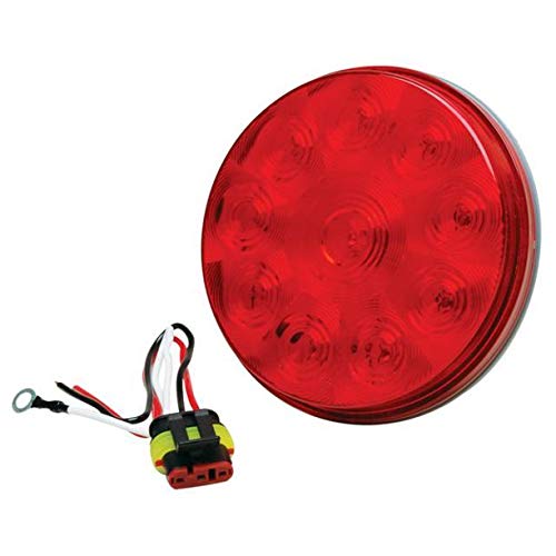 RoadPro 4in LED Low Profile Round Sealed Stop/Turn/Tail Light - Red, Model RP-5523/RPT